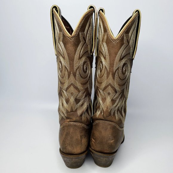 Durango Stitched Pattern Western Pointed Toe Boots 6M - Picture 4 of 15